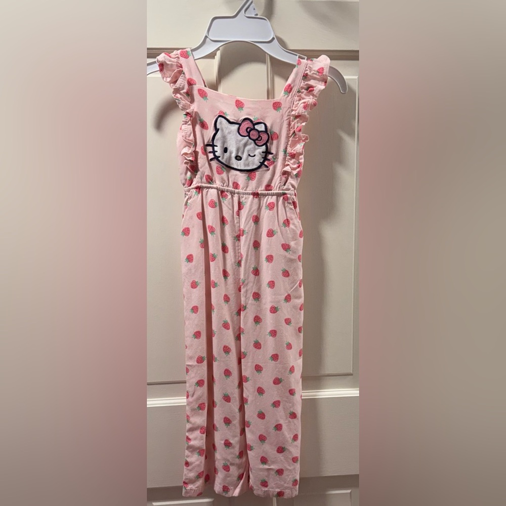 Hello Kitty Pink Strawberry Adjustable Jumpsuit with Pockets
